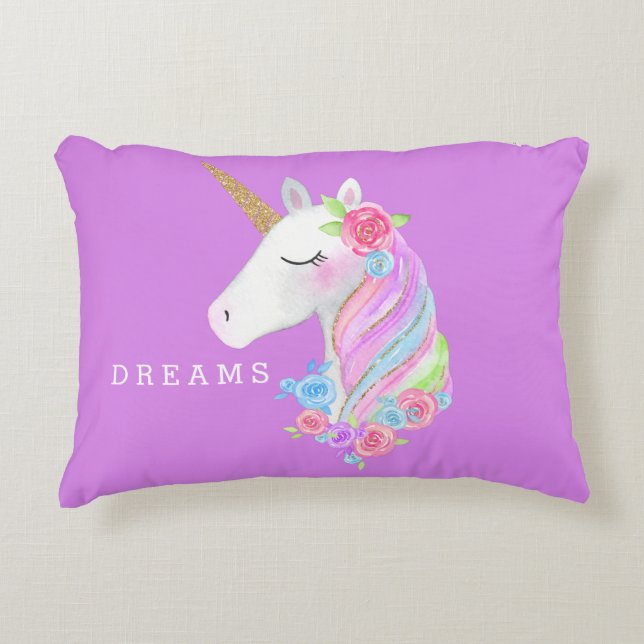 Magische regenboogunicorn Pillow Accent Kussen (Voorkant)