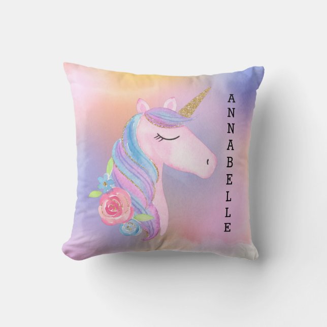Magische regenboogunicorn Pillow-throw Kussen (Voorkant)