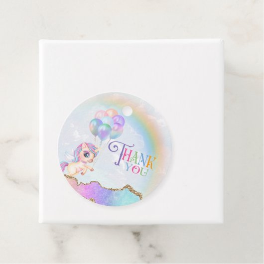 Magische regenboogunikorn bedankjes labels (In situ)