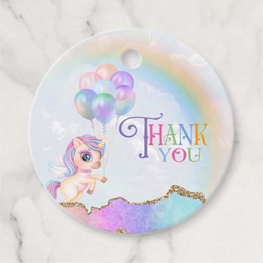 Magische regenboogunikorn bedankjes labels (Voorkant)