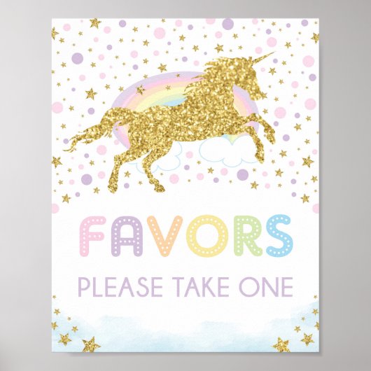 Magische regenboogunikorn / Favors Birthday Party Poster (Voorkant)