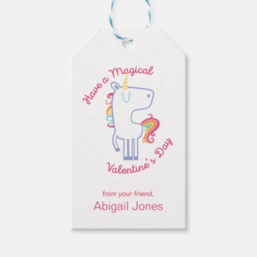 Magische regenboogunikorn-Valentijnsdag Cadeaulabel (Voorkant)