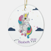 Magische regenboogunikorn, wolken, staren keramisch ornament (Links)