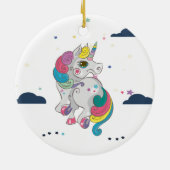 Magische regenboogunikorn, wolken, staren keramisch ornament (Achterkant)