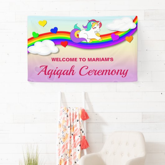 Magische regenboogverkuin Unicorn Aqiqah Spandoek (Insitu)