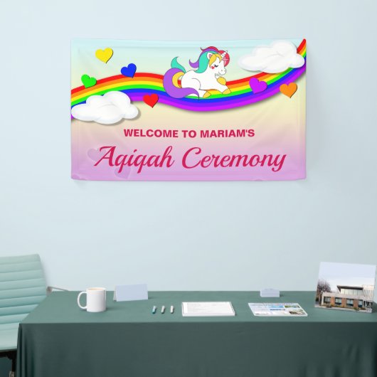 Magische regenboogverkuin Unicorn Aqiqah Spandoek (Beurs)