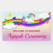 Magische regenboogverkuin Unicorn Aqiqah Spandoek (Horizontaal)