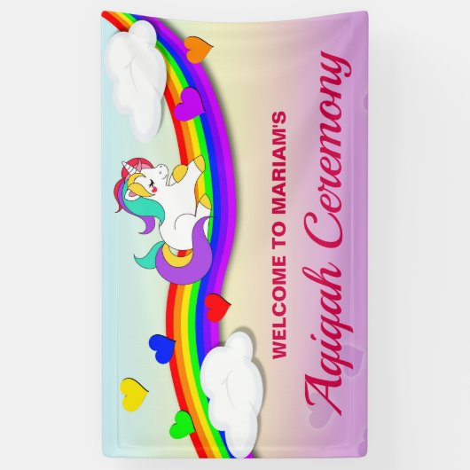 Magische regenboogverkuin Unicorn Aqiqah Spandoek (Verticaal)