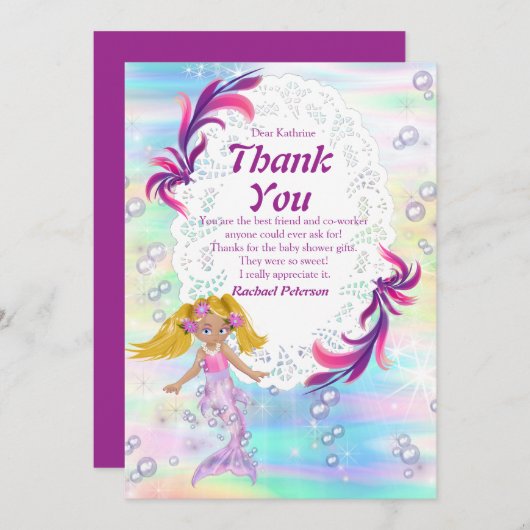 Magische regenboogzeemeerminnen Dank je wel Bedankkaart (Voorkant / Achterkant)