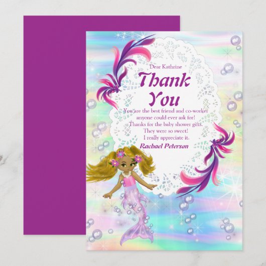 Magische regenboogzeemeerminnen Dank je wel Bedankkaart (Voorkant / Achterkant)