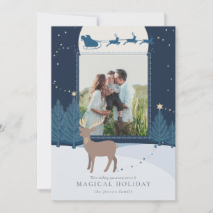 Magische Rendier Kerstvakantie Foto Feestdagenkaart