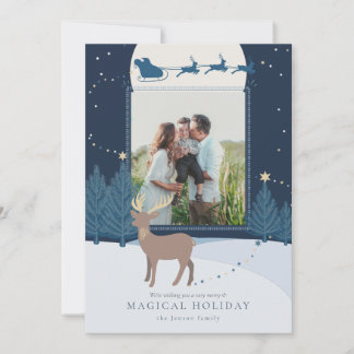 Magische Rendier Kerstvakantie Foto Feestdagenkaart