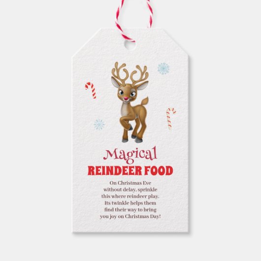 Magische Rendier Voedsel Kerst Cadeautags Cadeaulabel (Voorkant)