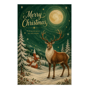 Magische Rendier Wintermaanlicht Perfect Poster