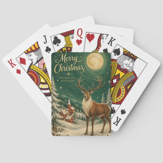 Magische Rendier Wintermaanlicht Pokerkaarten (Achterkant)