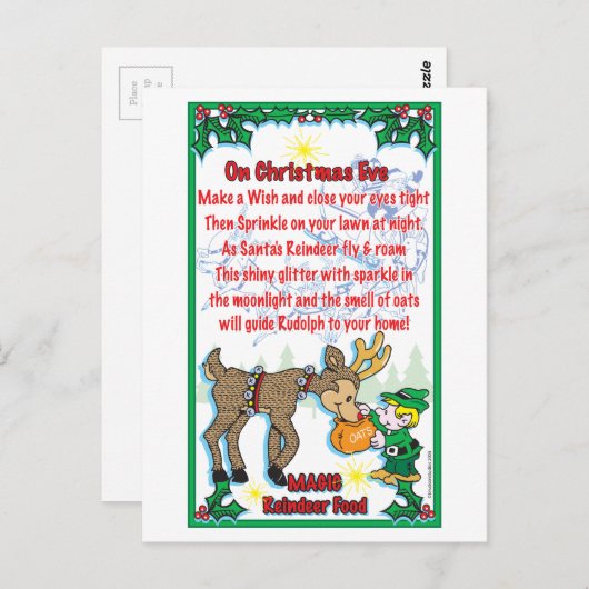 Magische rendiervoeding briefkaart (Voorkant / Achterkant)