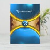 MAGISCHE RINGEN, MONOGRAM perkament edelsteen blau Kaart (Staand voorkant)