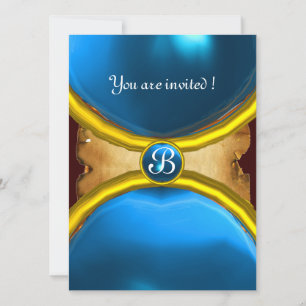 MAGISCHE RINGEN, MONOGRAM perkament edelsteen blau Kaart