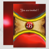 MAGISCHE RINGEN, MONOGRAM perkament edelsteen rood Kaart (Voorkant / Achterkant)