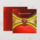 MAGISCHE RINGEN, MONOGRAM perkament edelsteen rood Kaart (Voorkant / Achterkant)