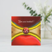 MAGISCHE RINGEN, MONOGRAM perkament edelsteen rood Kaart (Staand voorkant)