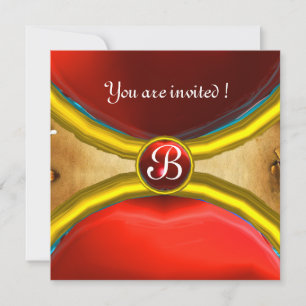 MAGISCHE RINGEN, MONOGRAM perkament edelsteen rood Kaart