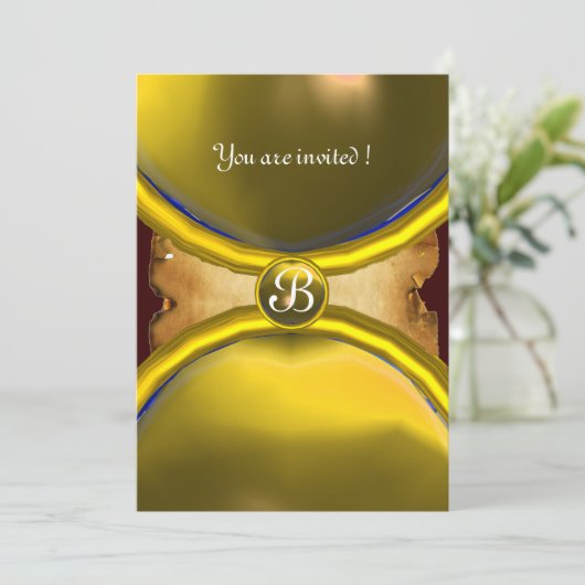 MAGISCHE RINGEN, MONOGRAM perkament geel Kaart (Staand voorkant)