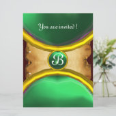 MAGISCHE RINGEN, MONOGRAM perkament groene edelste Kaart (Staand voorkant)