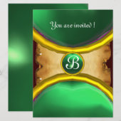 MAGISCHE RINGEN, MONOGRAM perkament groene edelste Kaart (Voorkant / Achterkant)