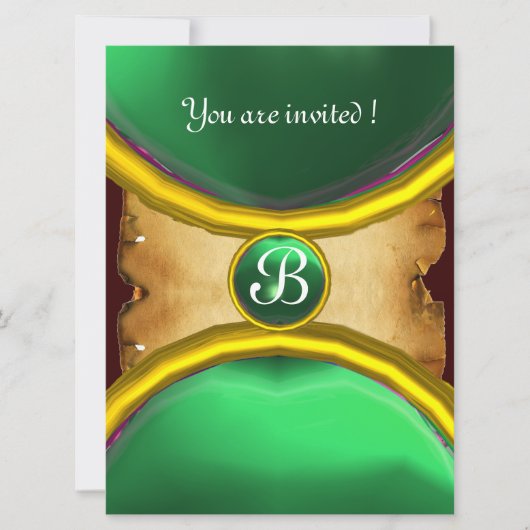 MAGISCHE RINGEN, MONOGRAM perkament groene edelste Kaart (Voorkant)