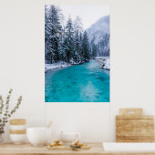 Magische rivier in betoverd winterbos poster (Keuken)