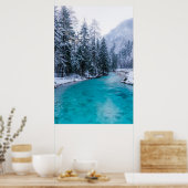 Magische rivier in betoverend winterbos poster (Keuken)