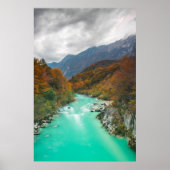 Magische rivier Soča bewolkte herfstdag Slovenië Poster (Voorkant)