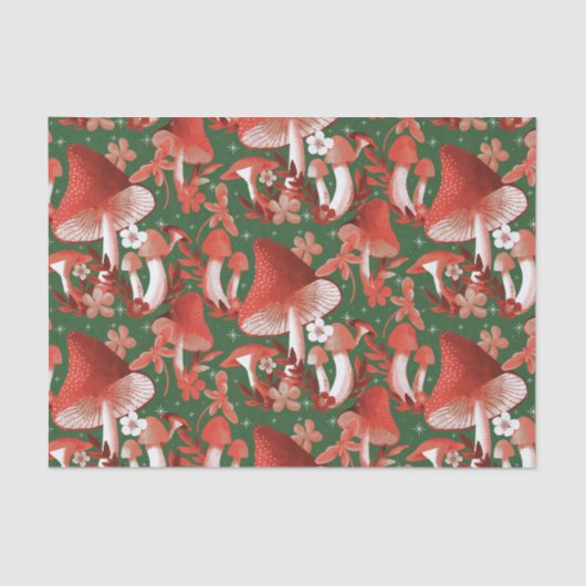 Magische rode en groene paddenstoel tissuepapier