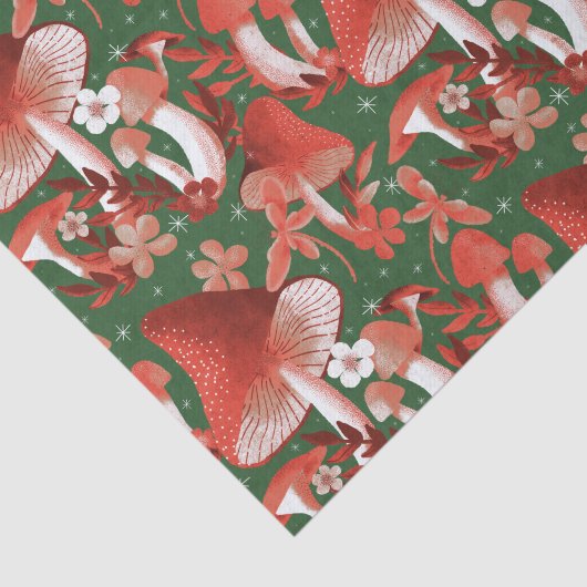 Magische rode en groene paddenstoel tissuepapier