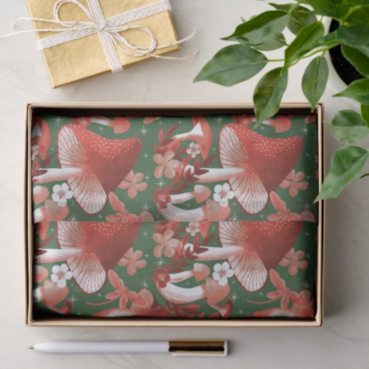 Magische rode en groene paddenstoel tissuepapier (Geschenk)