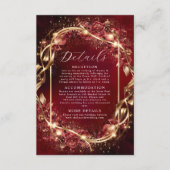 Magische rode gouden accent bruiloft informatiekaartje (Voorkant)