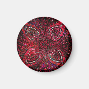 Magische rode paisley op zwarte achtergrond magneet