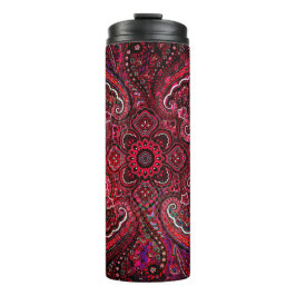 Magische rode paisley op zwarte achtergrond thermosbeker