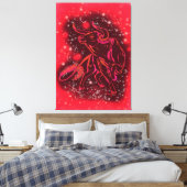 Magische Rode Stier Hardloop Canvas Print - Schild (Insitu (Slaapkamer))