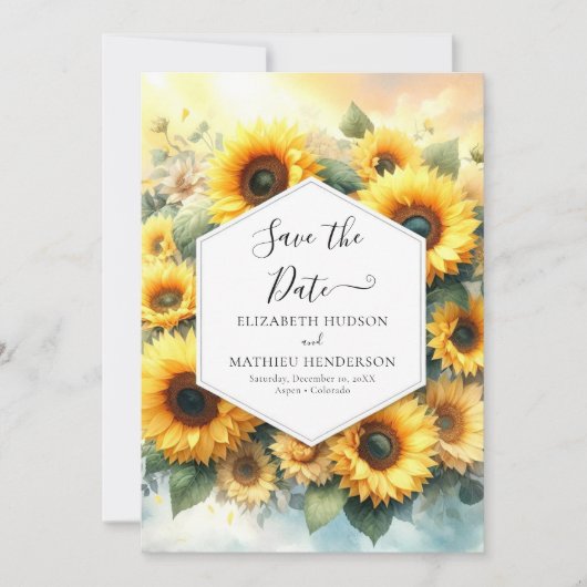 Magische Romance Zonnebloem bruiloft Save The Date (Voorkant)