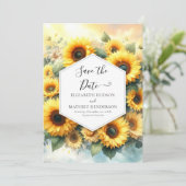 Magische Romance Zonnebloem bruiloft Save The Date (Staand voorkant)