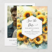 Magische Romance Zonnebloem bruiloft Save The Date (Voorkant / Achterkant)
