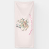 Magische Roos en Vlinder Pastel Moederdag Spandoek (Verticaal)