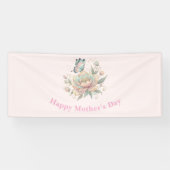 Magische Roos en Vlinder Pastel Moederdag Spandoek (Horizontaal)