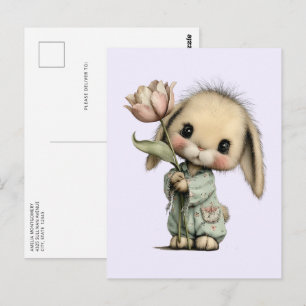 Magische Roos en Vlinder Pastelkleuren Briefkaart