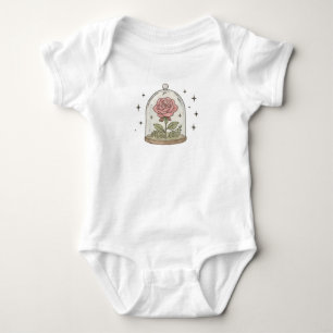 Magische Roos in Glasstolp Schittert Vintage Romper