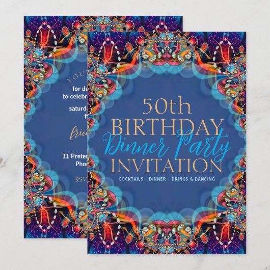 Magische Royale 50ste verjaardag Diner Party Kaart (Voorkant / Achterkant)