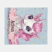 Magische Roze Baby Eenhoorn Stars Aangepaste Naam Fleece Deken (Voorkant (Horizontaal))