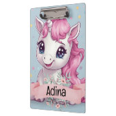 Magische Roze Baby Eenhoorn Stars Aangepaste Naam Klembord (Links)